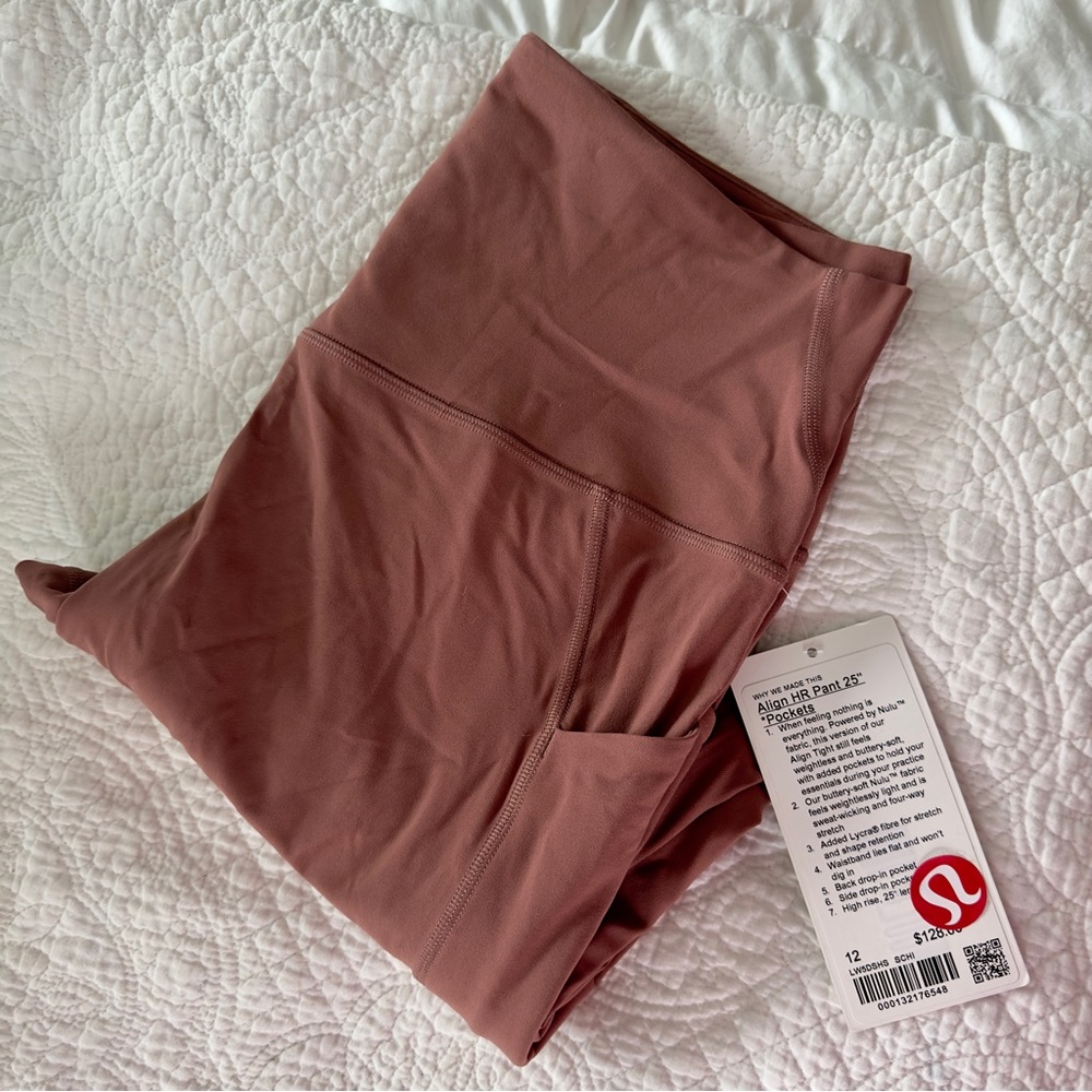 NWT Lululemon Align HR Pant 25" with Pockets in Spiced Chai, Size 12